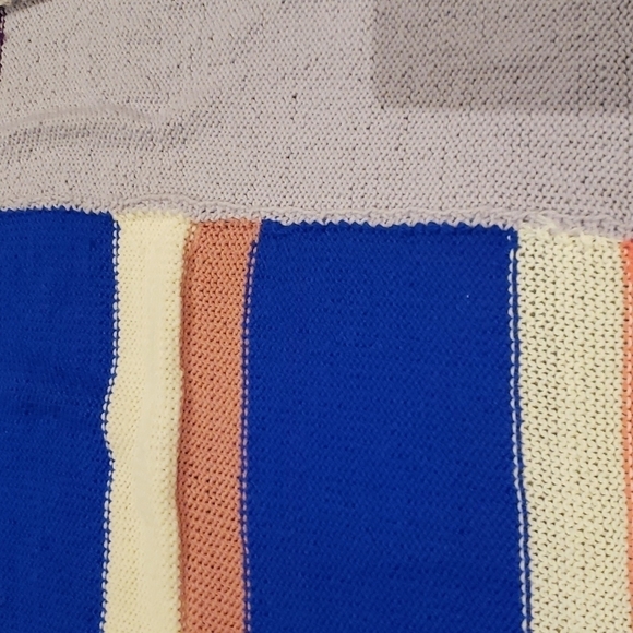 VINTAGE Handmade Afghan Blanket Throw 34" x 60" Blue Beige Grey Purple - Picture 8 of 12
